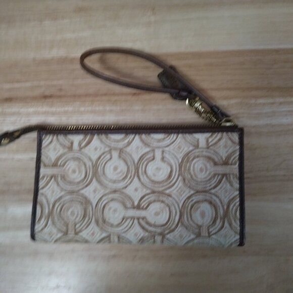 Coach Audrey Op Art Swirl Women's Fabric/Leather Wristlet With Hang Tag Keychain - Picture 1 of 5